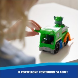 Paw Patrol, Camion per la Raccolta di Rifiuti di Rocky, Veicolo e Personaggio Rocky, Giochi Bambini, 3+ Anni