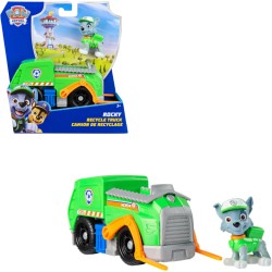 Paw Patrol, Camion per la Raccolta di Rifiuti di Rocky, Veicolo e Personaggio Rocky, Giochi Bambini, 3+ Anni