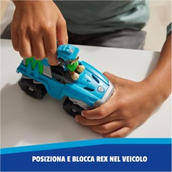 Paw Patrol, veicolo di salvataggio dinosauri di Rex, veicolo giocattolo con action figure da collezione, dai 3 anni in su