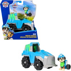 Paw Patrol, veicolo di salvataggio dinosauri di Rex, veicolo giocattolo con action figure da collezione, dai 3 anni in su