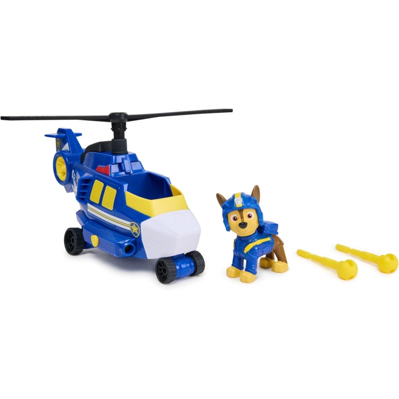 Paw Patrol Air Rescue, Elicottero della Polizia con personaggio Chase da collezione, veicolo di soccorso con lanciatore e 2 pro