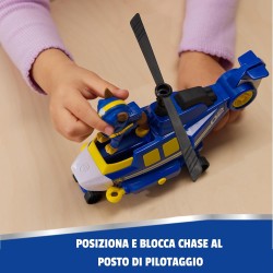Paw Patrol Air Rescue, Elicottero della Polizia con personaggio Chase da collezione, veicolo di soccorso con lanciatore e 2 pro