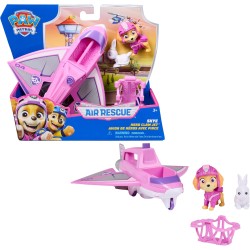 PAW Patrol Air Rescue, Jet Aereo con Personaggio Skye da Collezione, con Gancio Retrattile, Cesta di Salvataggio e Coniglietto,