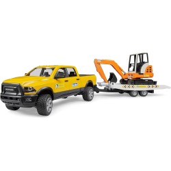 BRUDER 02546 - Servizio di noleggio RAM con miniescavatore - 1:16, pick-up, fuoristrada, jeep, cantiere, veicolo da costruzione
