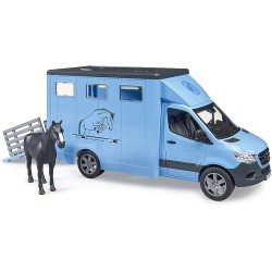 BRUDER 02674 - Mercedes Benz Sprinter trasporto animali con 1 cavallo, cortile per cavalli, fattoria