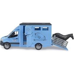 BRUDER 02674 - Mercedes Benz Sprinter trasporto animali con 1 cavallo, cortile per cavalli, fattoria