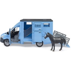 BRUDER 02674 - Mercedes Benz Sprinter trasporto animali con 1 cavallo, cortile per cavalli, fattoria