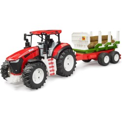 BRUDER 03453 - Trattore Roadmax con rimorchio di spedizione e 3 tronchi - Veicoli, silvicoltura, fattoria, trasporto di legname