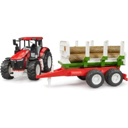 BRUDER 03453 - Trattore Roadmax con rimorchio di spedizione e 3 tronchi - Veicoli, silvicoltura, fattoria, trasporto di legname