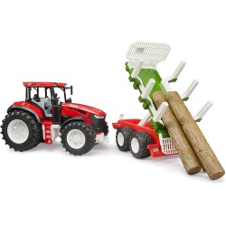 BRUDER 03453 - Trattore Roadmax con rimorchio di spedizione e 3 tronchi - Veicoli, silvicoltura, fattoria, trasporto di legname