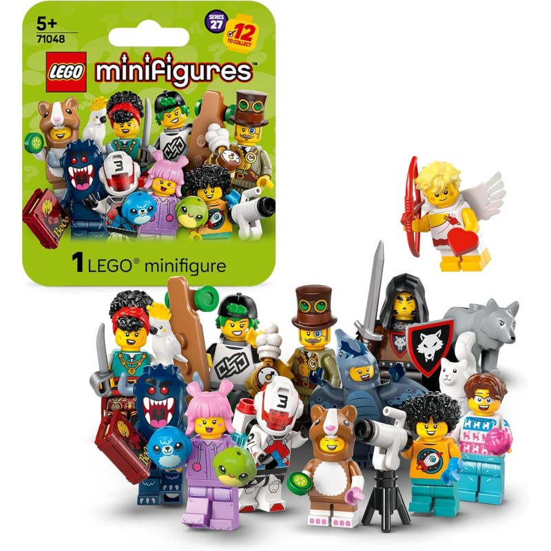 LEGO Minifigures Serie 27, Scatola da Collezione con 1 di 12 Personaggi Giocattolo a Caso Inclusi Cupido, Pterodattilo, Pilota 