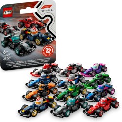 LEGO Monoposto di F1 da Collezione - Scatola con 1 di 12 Modelli di Auto da Corsa Casuali - Caschi dei Piloti e Ruote Mobili - 
