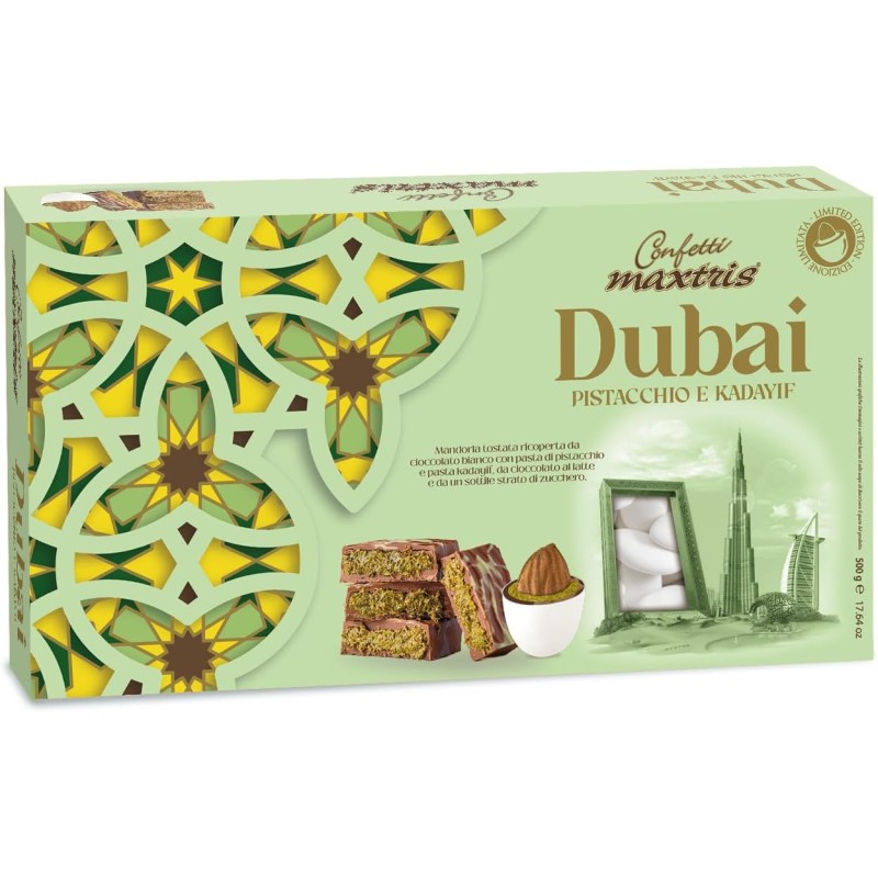 MAXTRIS Confetti Ciocomandorla DUBAI, Bianco, scatola 500gr, MAX0041