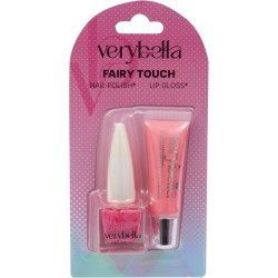 Very Bella Fairy Touch - Set trucco per bambini con lucidalabbra e smalto per unghie, magico kit di bellezza a tema fata per ra