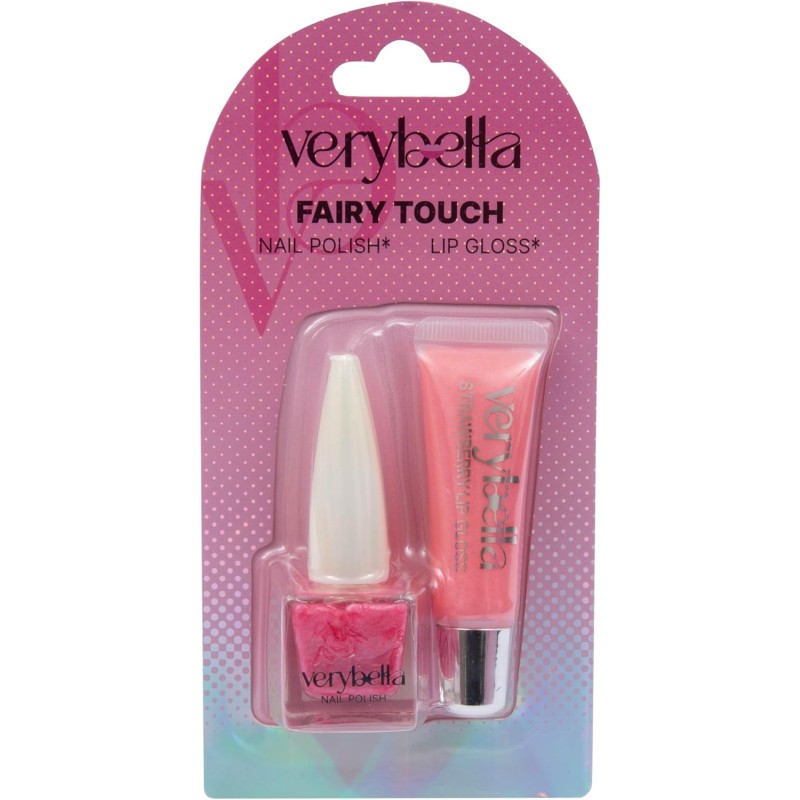 Very Bella Fairy Touch - Set trucco per bambini con lucidalabbra e smalto per unghie, magico kit di bellezza a tema fata per ra