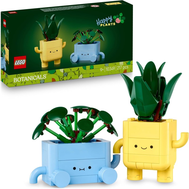 LEGO 10349 Botanicals Piantine Felici Giocattolo - Kit di Arti e Mestieri per Bambine con 2 Piante Artificiali, 2 Vasi di Fiori