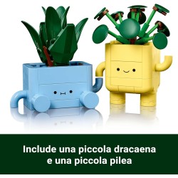 LEGO 10349 Botanicals Piantine Felici Giocattolo - Kit di Arti e Mestieri per Bambine con 2 Piante Artificiali, 2 Vasi di Fiori
