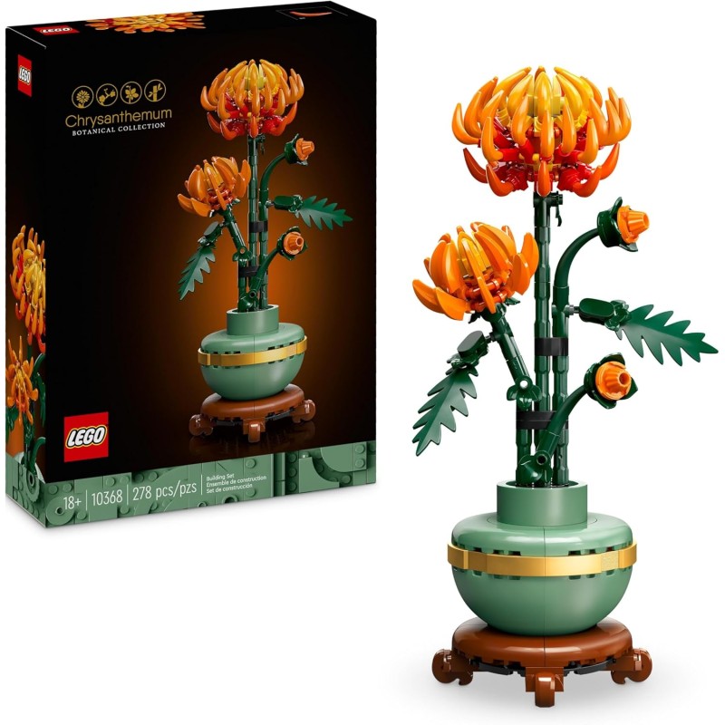 LEGO 10368 Botanicals Crisantemo - Fiore Finto Artificiale da Costruire, Decorazione Floreale per Casa, Hobby Creativo per Adul