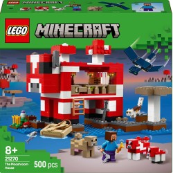 LEGO 21270 Minecraft La Casa del Mooshroom Giocattolo - Set di Costruzioni con Figura di Steve, Mob, Tavolo per Crafting e Fatt