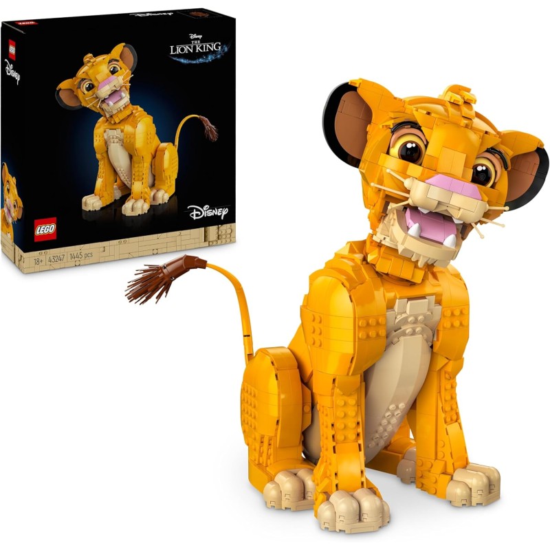 LEGO 43247 ǀ Disney Giovane Simba, Re Leone, Modellino da Costruire per Adulti con Figura di Animale Mobile, Hobby Creativo da 