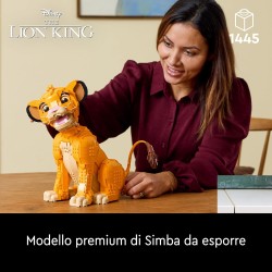 LEGO 43247 ǀ Disney Giovane Simba, Re Leone, Modellino da Costruire per Adulti con Figura di Animale Mobile, Hobby Creativo da 