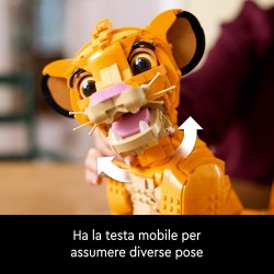 LEGO 43247 ǀ Disney Giovane Simba, Re Leone, Modellino da Costruire per Adulti con Figura di Animale Mobile, Hobby Creativo da 