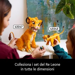 LEGO 43247 ǀ Disney Giovane Simba, Re Leone, Modellino da Costruire per Adulti con Figura di Animale Mobile, Hobby Creativo da 