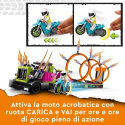 LEGO 60357 City Stuntz Stunt Truck: Sfida dell’Anello di Fuoco con Moto Giocattolo Carica e Vai, Idea Regalo Divertente per Bam
