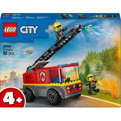 LEGO 60463 City Autopompa con Scala - Camion Giocattolo dei Pompieri con 2 Minifigure e Starter Brick, Idea Regalo di Compleann