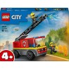 LEGO 60463 City Autopompa con Scala - Camion Giocattolo dei Pompieri con 2 Minifigure e Starter Brick, Idea Regalo di Compleann