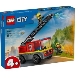 LEGO 60463 City Autopompa con Scala - Camion Giocattolo dei Pompieri con 2 Minifigure e Starter Brick, Idea Regalo di Compleann
