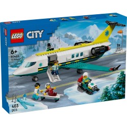 LEGO 60465 City Aereo Ambulanza di Emergenza - Aeroplano Giocattolo Medico, con 4 Minifigure Inclusi un Medico e un Pilota, Gat