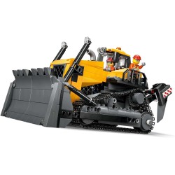LEGO 60466 City Bulldozer Giallo Giocattolo - Set con Veicolo da Cantiere per Costruzioni di Grandi Dimensioni - 3 Minifigure, 