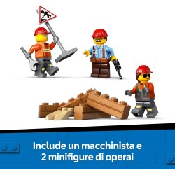 LEGO 60466 City Bulldozer Giallo Giocattolo - Set con Veicolo da Cantiere per Costruzioni di Grandi Dimensioni - 3 Minifigure, 