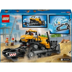 LEGO 60466 City Bulldozer Giallo Giocattolo - Set con Veicolo da Cantiere per Costruzioni di Grandi Dimensioni - 3 Minifigure, 
