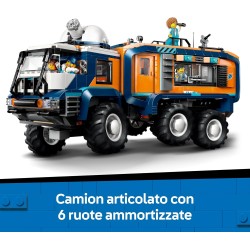 LEGO 60471 City Grande Camion Artico con Laboratorio - Veicolo Giocattolo da Esplorazione con Sterzo e Sospensioni - Motoslitta