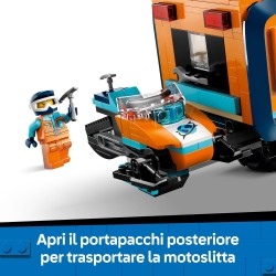 LEGO 60471 City Grande Camion Artico con Laboratorio - Veicolo Giocattolo da Esplorazione con Sterzo e Sospensioni - Motoslitta