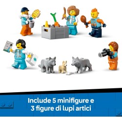 LEGO 60471 City Grande Camion Artico con Laboratorio - Veicolo Giocattolo da Esplorazione con Sterzo e Sospensioni - Motoslitta