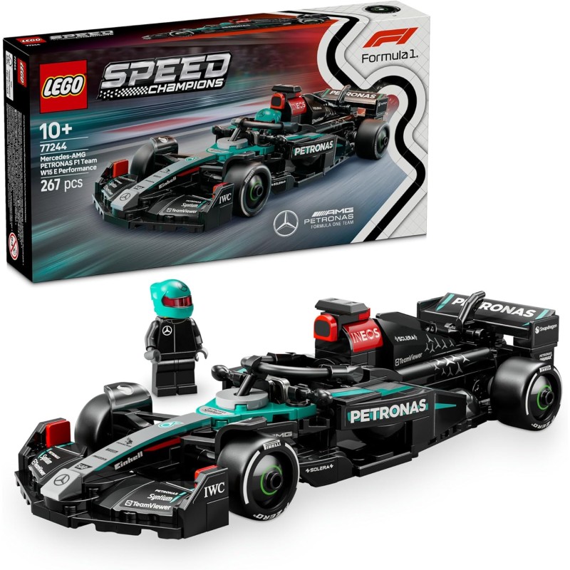 LEGO 77244 Speed Champions Auto da Corsa Mercedes-AMG PETRONAS F1 W 15 Macchina Giocattolo da Collezione con Minifigure del Pil