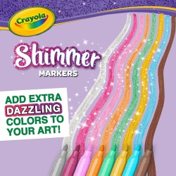 CRAYOLA - Pennarelli Scintillanti, Set 8 Colori Brillanti, per Bambini da 3 anni, per Arte e Creatività, 58-8648