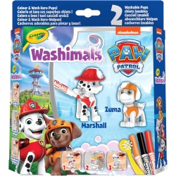 CRAYOLA - Washimals Paw Patrol, Set Attività con 2 Cuccioli, 3 Pennarelli Lavabili e Spazzolina, Gioco e Regalo per Bambini, da