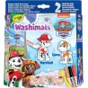 CRAYOLA - Washimals Paw Patrol, Set Attività con 2 Cuccioli, 3 Pennarelli Lavabili e Spazzolina, Gioco e Regalo per Bambini, da