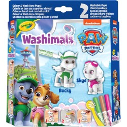 CRAYOLA - Washimals Paw Patrol, Set Attività con 2 Cuccioli, 3 Pennarelli Lavabili e Spazzolina, Gioco e Regalo per Bambini, da