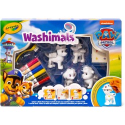 CRAYOLA - Washimals Paw Patrol, Set Attività con 4 cuccioli, 6 Pennarelli Lavabili, 40 Adesivi e Spazzolina, Gioco e Regalo per