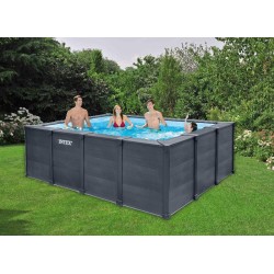 INTEX - PISCINA GRAPHITE GRAY PANEL 400X300X124h RETTANGOLARE 26396