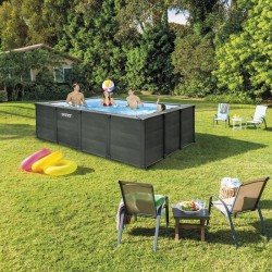 INTEX - PISCINA GRAPHITE GRAY PANEL 400X300X124h RETTANGOLARE 26396