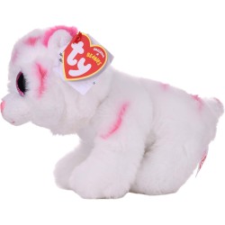 TY Beanie Babies-Cucciolo di Tigre-Tabor-Bianco Tigrotto con occhioni Rosa Glitter-Il Peluche con Gli Occhi scintillanti-15 Cm-