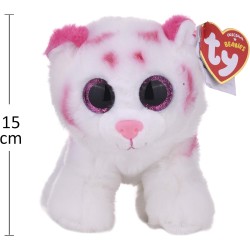 TY Beanie Babies-Cucciolo di Tigre-Tabor-Bianco Tigrotto con occhioni Rosa Glitter-Il Peluche con Gli Occhi scintillanti-15 Cm-