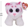 TY Beanie Babies-Cucciolo di Tigre-Tabor-Bianco Tigrotto con occhioni Rosa Glitter-Il Peluche con Gli Occhi scintillanti-15 Cm-