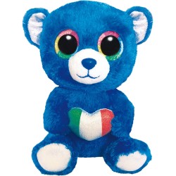 Ty Plush - Orsacchiotto Romeo Italia Blu Cuore Bandiera Italiana Arcobaleno Glitter - Il Peluche con Gli Occhi Grandi scintilla